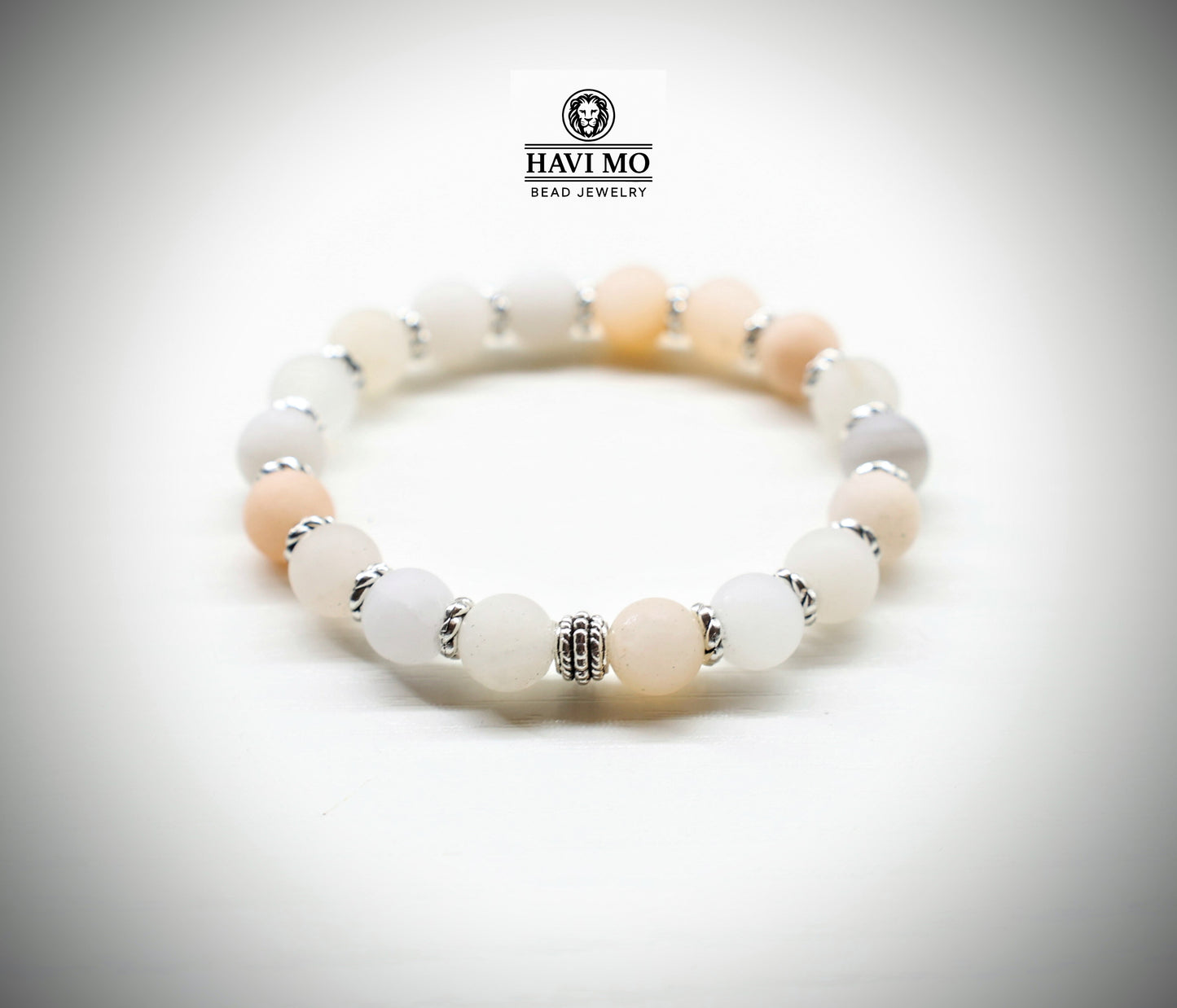Harmony Rose Bracelet - 8 mm Pink Aventurine Beads, Tibetan Silver