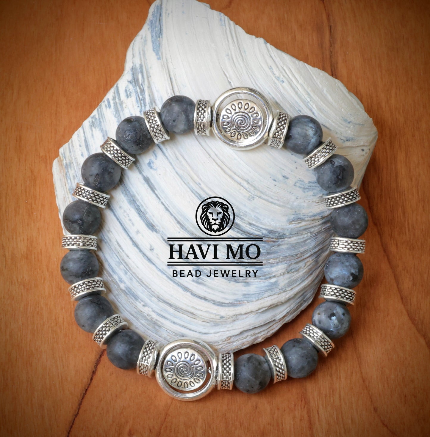 Helms of The Sun - Labradorite Beads, and Stainless Steel Charms.