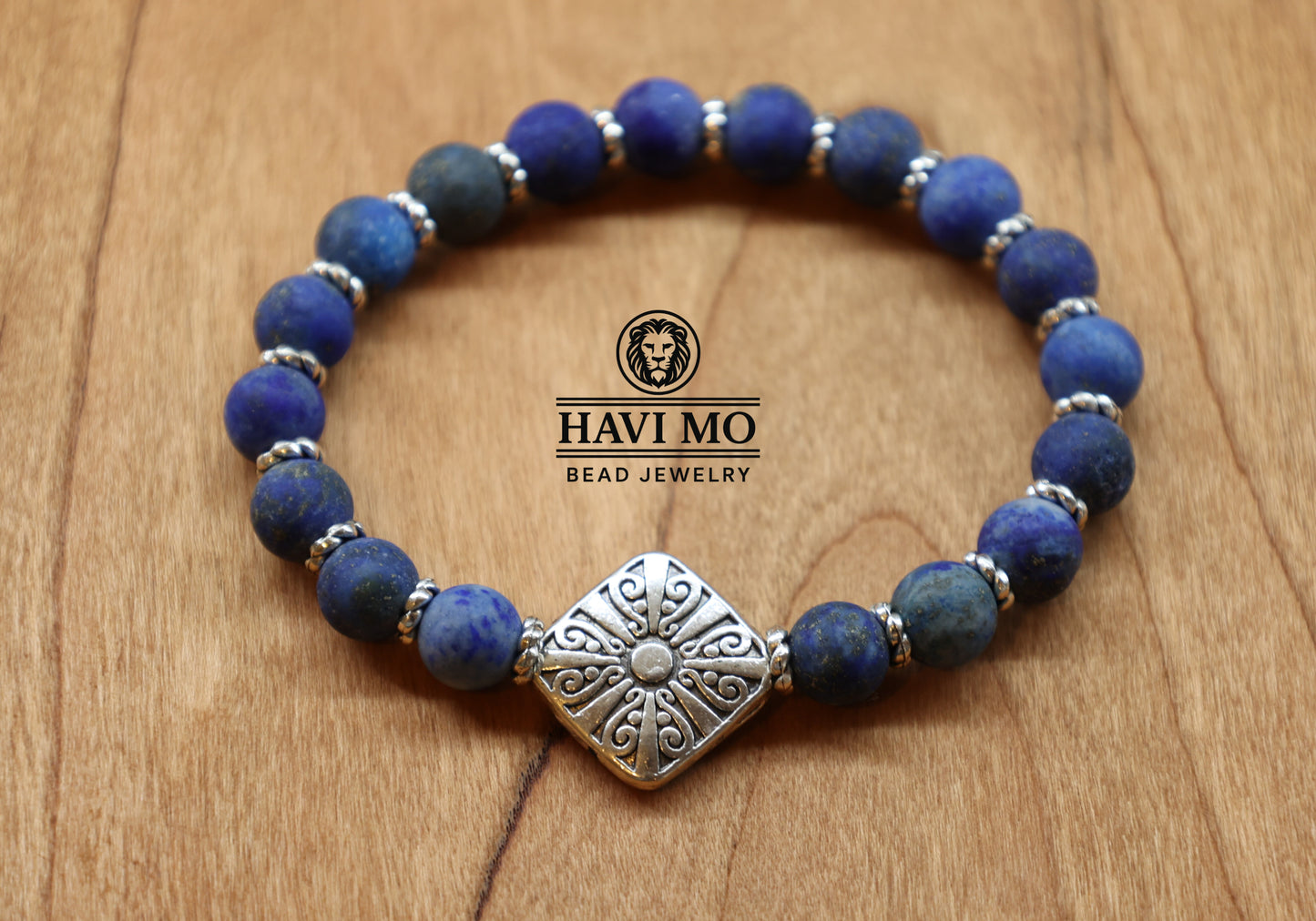 Celestial Wisdom- Lapis Lazuli Beads and Sterling Silver Charm Bracelet