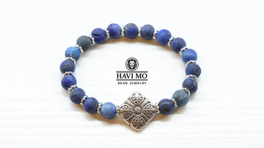 Celestial Wisdom- Lapis Lazuli Beads and Sterling Silver Charm Bracelet