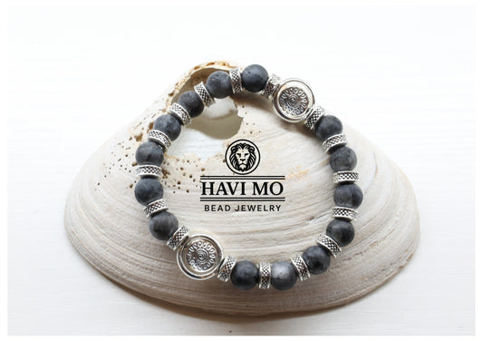 Helms of The Sun - Labradorite Beads, and Stainless Steel Charms.